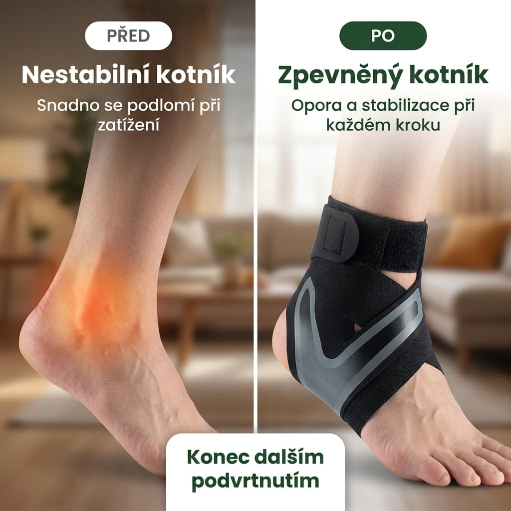 Ortéza na kotník před a po – stabilizace hlezna při každém kroku